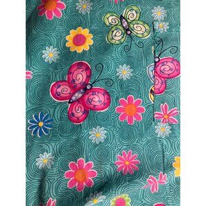 MHD Scrubs Butterfly & Flower Print Scrub Top XL (18W) Cotton/Polyester